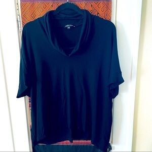 EILEEN FISHER Black Cowlneck Boxy T-Shirt